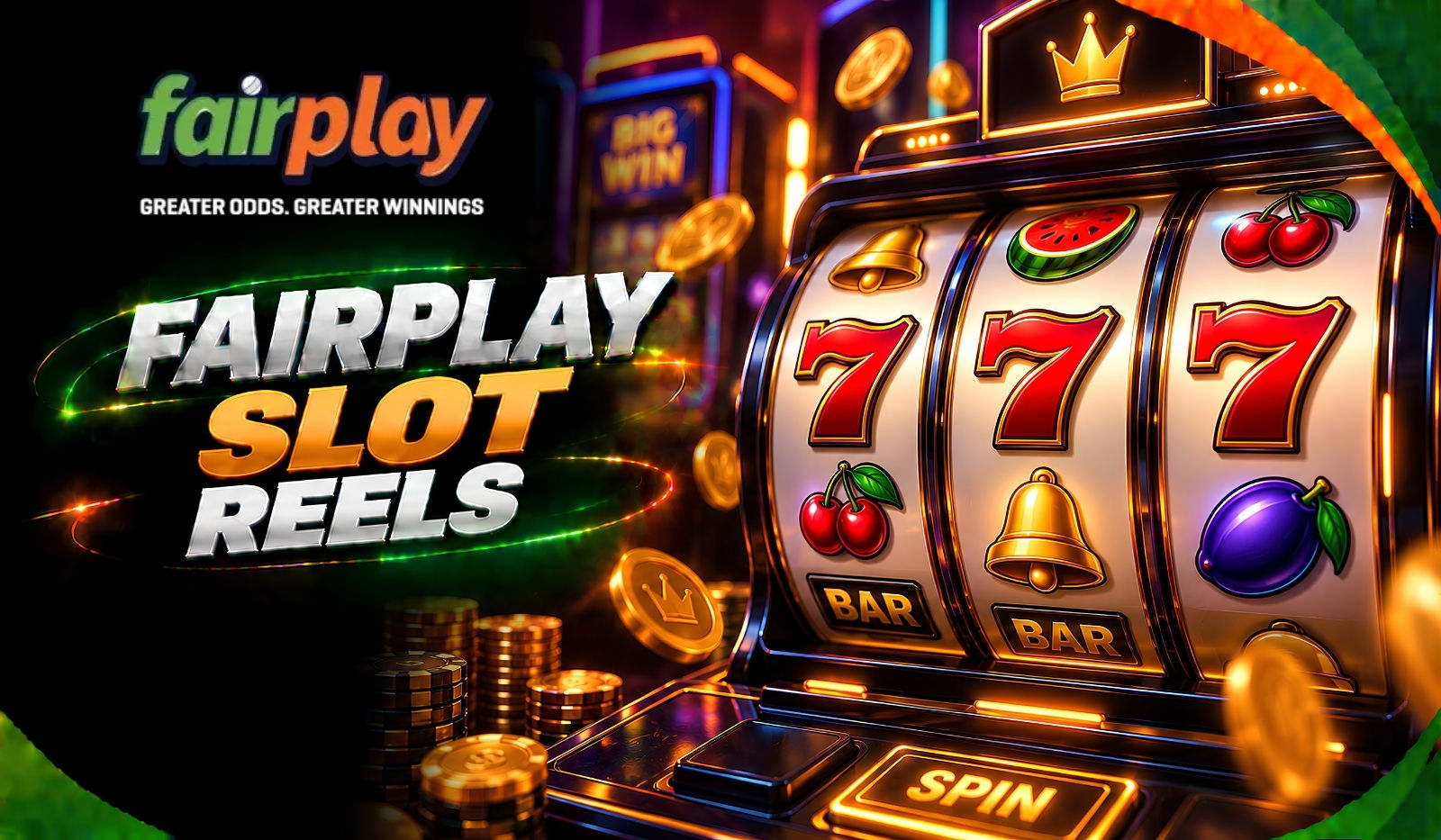Fairplay Slot Reels: three sevens lined up across the reels of a slot machine