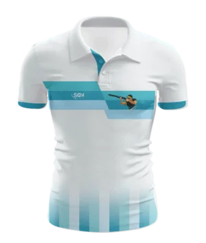 Trap Shooting Polo Tshirts White Target Logo Back Side